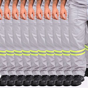 Kit 10 Calças Para Trabalhar Brim Pesado Com Reforço Entre Pernas Com Faixa Sênior Uniformes