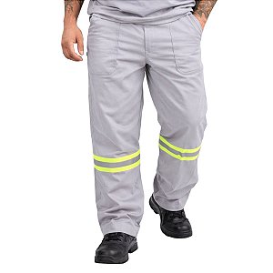 Calça Com Faixa Refletiva De Brim Pesado Para Trabalhar Com Reforço Entre Pernas Sênior Uniformes