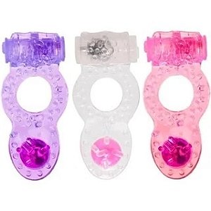 Anel Peniano Com Vibrador e Pérola Estimuladora Duplo Prazer