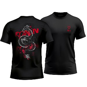 Camiseta Ronin Apparel Dragon Sakura Branca com Estampa nas Costas