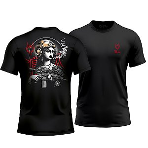 Camiseta Militar Ronin Apparel Concept Monalisa Preta com Estampa nas Costas