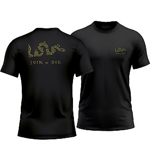 Camiseta Join or Die Ronin Apparel Preta com Estampa nas Costas