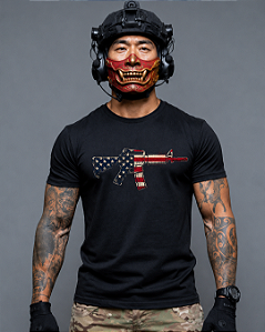 Camiseta Militar AR-15 EUA Ronin Apparel Preta