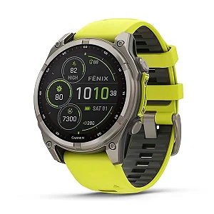 Relógio Garmin fēnix 8 Safira Solar Titânio e Amarelo