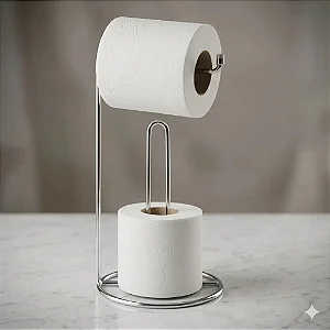 Suporte Porta Papel Higiênico 3 Rolos Prateado 15x35cm