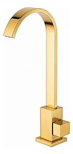 Torneira Lavatório Gmc Madrid 6398 Gold Bica Alta Gold Acetinado