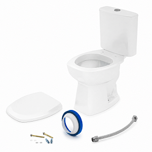 Kit Bacia Sanitária Incepa Thema com Caixa Acoplada, Assento e Instalação Branco
