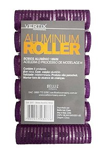 VERTIX Aluminium Roller Bob de Alumínio com Velcro 16mm Lilás 6un (3077)