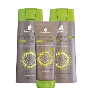 BARROMINAS Kit D-Pantenol Repair Hidratação e Proteção - Shampoo, Condicionador e Creme para Pentear