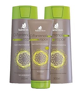 BARROMINAS D-Pantenol Repair para Cabelos Frágeis e Sem Vida Shampoo + Condicionador + Creme para Pentear