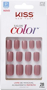 KISS NEW YORK Unhas Postiças Salon Color Curto Beautiful 28Un (KSC52BR)