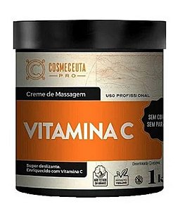 COSMECEUTA Creme de Massagem Profissional Vitamina C 1Kg - Pele radiante, iluminada e hidratada
