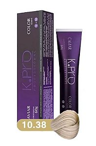 K.PRO Caviar Color Coloração Permanente 10.38 Loiro Claríssimo Dourado Pérola 60g