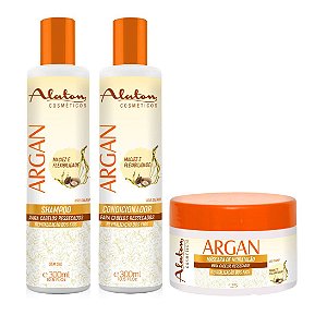 ALATON Argan Kit Cabelos Ressecados Shampoo + Condicionador + Máscara