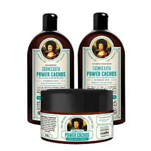 COSMECEUTA Kit Vegano Nutrição e Força Power Cachos - Shampoo, Condicionador e Máscara