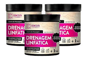 COSMECEUTA Creme de Massagem Profissional Vegano Drenagem Linfática 1Kg 3un