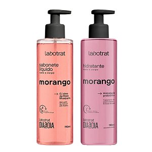 LABOTRAT Kit Hidratação da Pele Morango - Hidratante 190ml e Sabonete Líquido 190ml