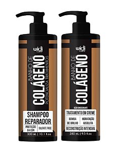 WIDI CARE Kit Reconstrução Intensiva BANHO de COLÁGENO - Shampoo 300ml e Máscara 280ml - Cabelos Danificados