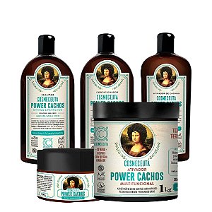 COSMECEUTA Kit Antifrizz e Definição Vegano Power Cachos - Linha Completa - Cabelos Cacheados e Crespos
