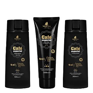 BARROMINAS Kit Tratamento Antifrizz Pós-Química Café Especial - Shampoo, Condicionador e Creme para Pentear