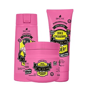 BARROMINAS Kit Restauração e Definição Cachos têm Poder! - Shampoo, Máscara e Creme para Pentear