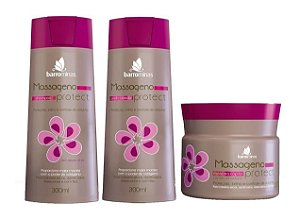 BARROMINAS Massageno Protect Kit Cabelo Ressecado com Frizz Grande Shampoo + Condicionador + Máscara