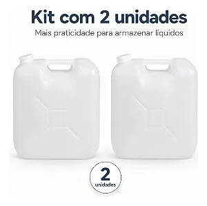 Combo Kit 2 Galões Bombona Leitoso 10L Plástico Virgem PEAD Com Tampa E Alça Para Líquidos
