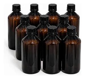 10 Frascos PET Âmbar 500 ml com Tampa