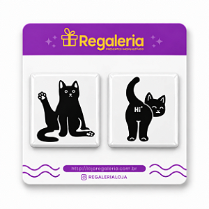 Kit de Imã Quadrado Gato Preto