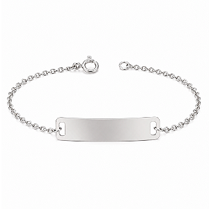 Pulseira Infantil Plaquinha Personalizada com Nome Gravado a Laser Aço Inox