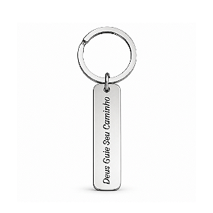 Chaveiro Aço Inox Slim Gravação a Laser - Deus Guie Seu Caminho!