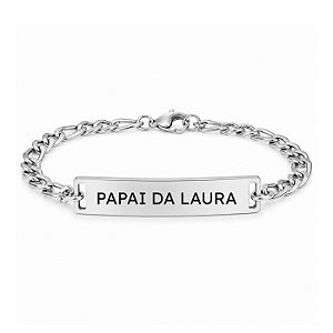 Pulseira Personalizada Aço Inox Elos Gravação a Laser - Papai