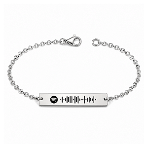 Pulseira Personalizada Retangular Aço Inox Gravação a Laser - Spotify