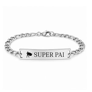 Pulseira Personalizada Aço Inox Elos Gravação a Laser - Super Pai