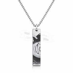 Colar com Medalha Retangular Personalizado Banhado a Prata - Do seu jeito!