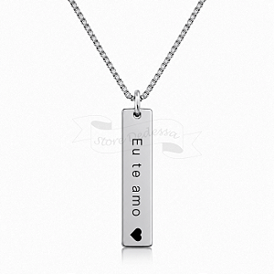 Colar com Medalha Retangular Personalizado Aço Inox - Do seu jeito!