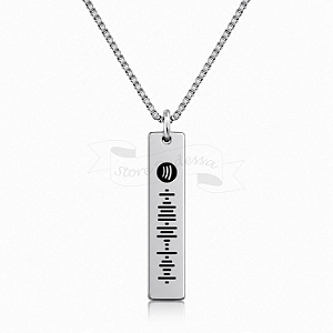 Colar com Gravação a Laser Spotify Medalha Retangular Personalizado Aço Inox