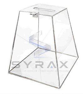 Urna Pirâmide em Acrílico Com Cadeado 30X20X20 cm