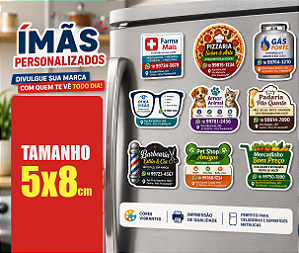 Ímã de Geladeira 5X8cm Corte Reto ou Personalizado Verso Imã Total