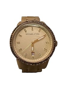 Relógio Michael Kors - Bege/Creme com Bisel Cravejado de Cristais