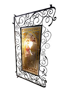 Divisória de Ferro e vidro - Espelho Decorativo Serigrafado Art Nouveau, medidas de 2,33X1,30 metros