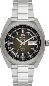 Relógio Orient Automático Heritage 3 Estrelas Fundo Verde Oliva Prateado