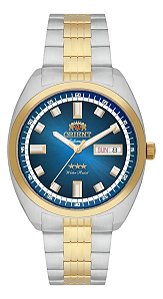 Relógio Orient Automático Heritage 3 Estrelas Vidro Safira Prata Azul Prateado Azul-marinho