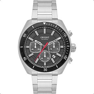 Relógio Masculino Orient Solartech Cronógrafo De Aço Inoxidável Prateado Preto