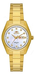 Relógio Orient Feminino Automático Dourado Nh6gg002 B1kx Com Pedras