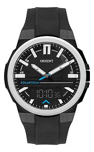 Relógio Orient Solartech Masc Anadigi Mtspa003 Preto Preto Branco