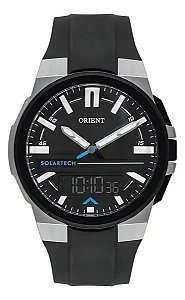 Relógio Orient Masculino Preto Solar Tech Aço Inoxidável Resistente Água