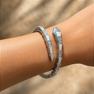 Bracelete de Prata 925 tipo Serpente Bvlgari com Madrepérola