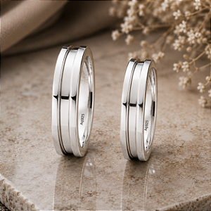 Aliança de Prata 925 estilo Bvlgari 5mm bordas alto relevo