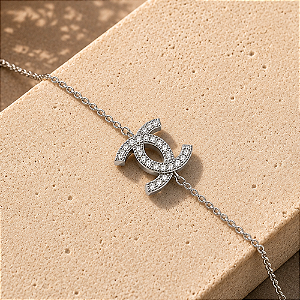 Pulseira de Prata 925 Logotipo Chanel com zircônias